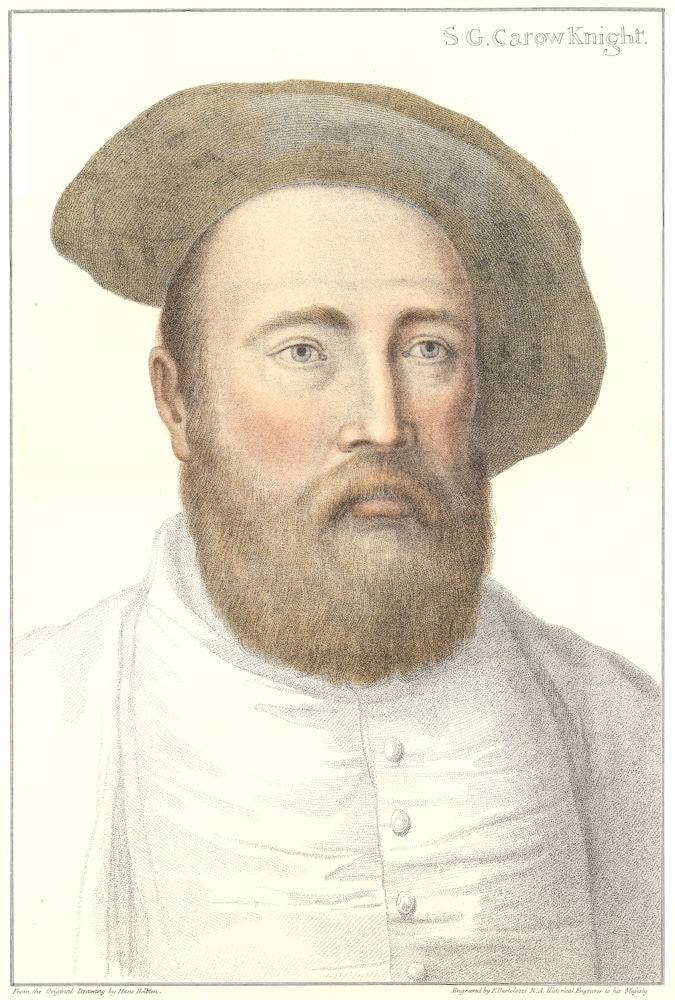Sir George Carew. Died on Mary Rose. Bartolozzi/Holbein. Henry VIII's court 1884